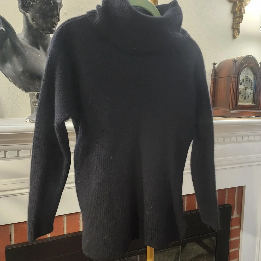 Crazy Horse Vintage‎ Black Turtleneck Sweater Lambswool Angora Knit Womens Small